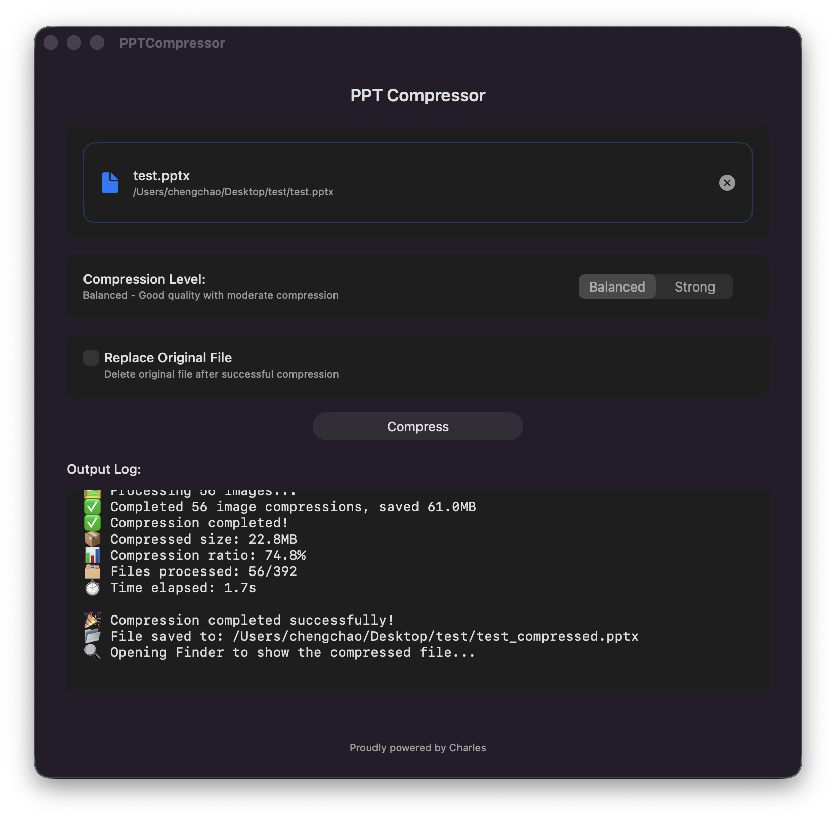 PPT Compressor App Interface
